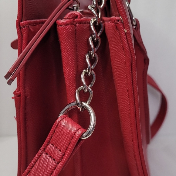 Nine West Ruby Red Christmas Double Handle and Shoulder Satchel Bag - Picture 3 of 12
